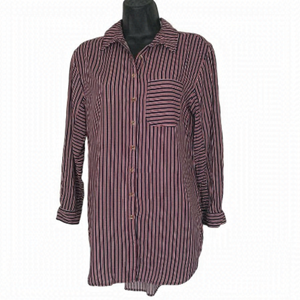 Maeve  Striped Button Down Shirt Size S